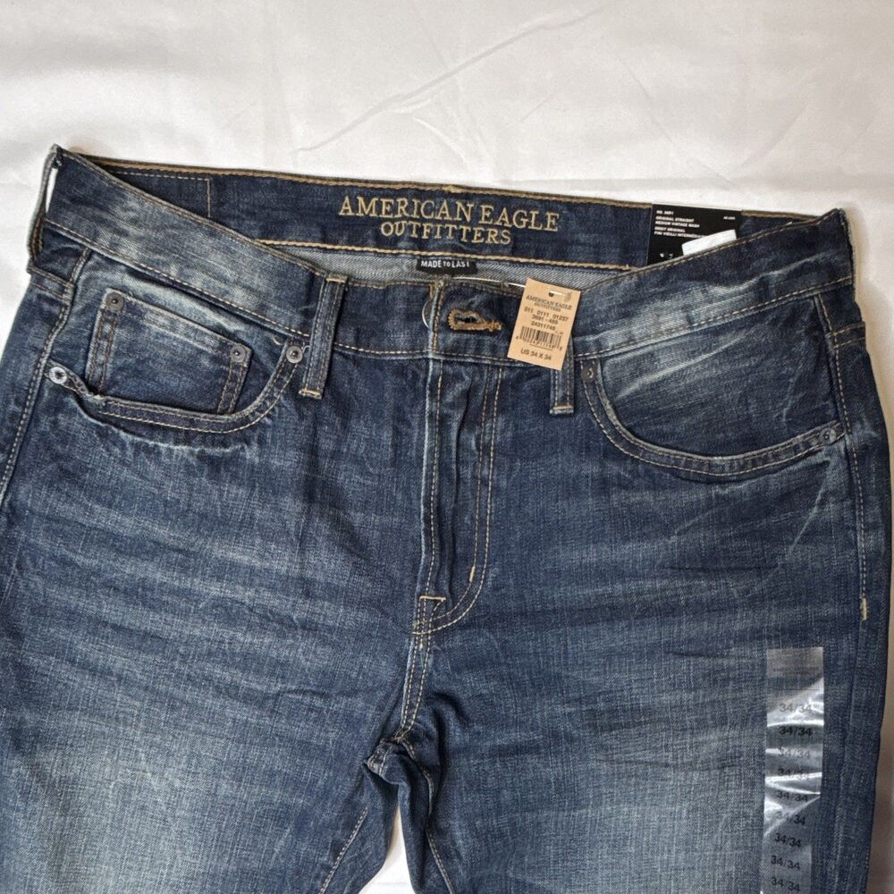 American Eagle Outfitters Original Straight Heritage Jean Medium Wash 34x34 9/16 - Picture 2 of 9